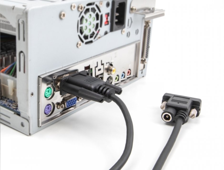 Imagine Cablu serial RS-232 D-Sub 9 pini cu alimentare DC M-M 2m
